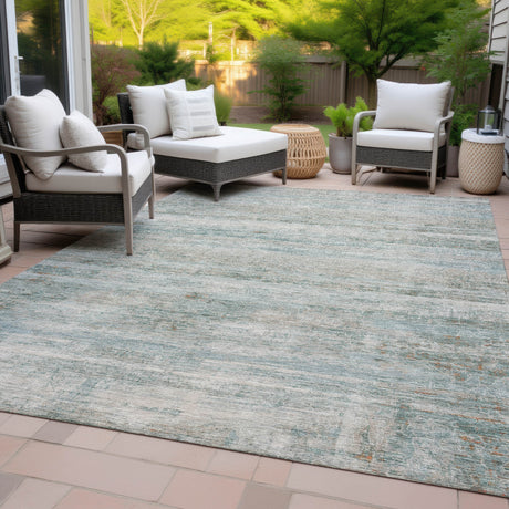 Addison Chantille ACN2154 Stripes Machine Made Transitional Aqua Rug