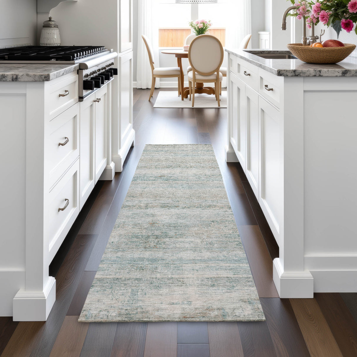 Addison Chantille ACN2154 Stripes Machine Made Transitional Aqua Rug