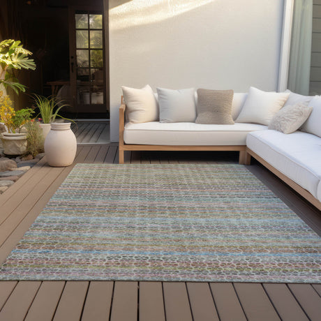 Addison Chantille ACN2155 Stripes Machine Made Transitional Aqua Rug