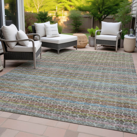 Addison Chantille ACN2155 Stripes Machine Made Transitional Aqua Rug
