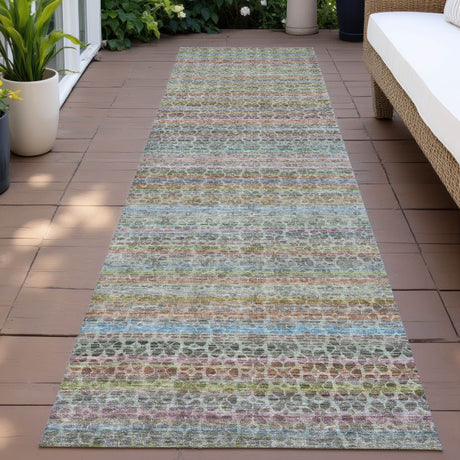 Addison Chantille ACN2155 Stripes Machine Made Transitional Aqua Rug