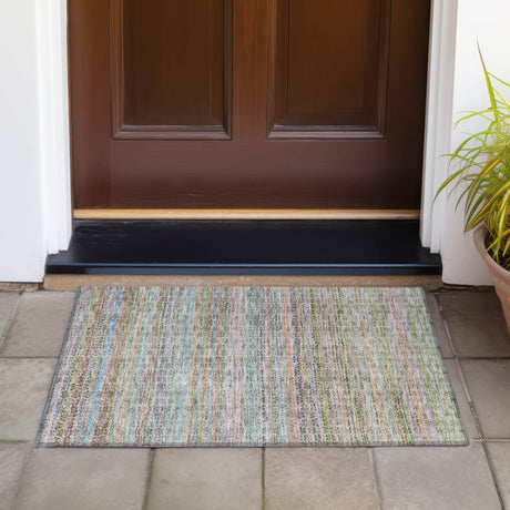 Addison Chantille ACN2155 Stripes Machine Made Transitional Aqua Rug