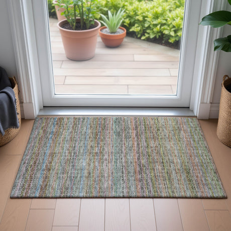 Addison Chantille ACN2155 Stripes Machine Made Transitional Aqua Rug