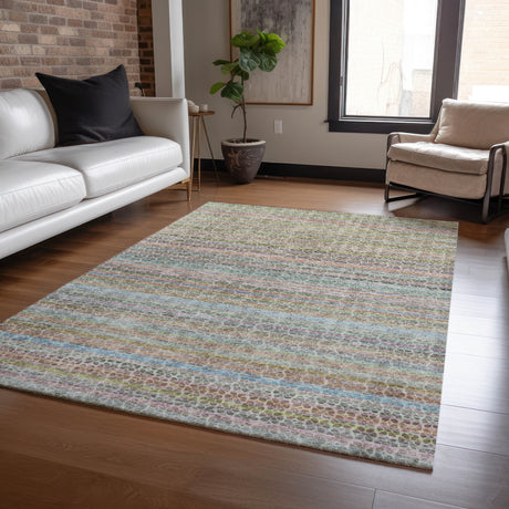 Addison Chantille ACN2155 Stripes Machine Made Transitional Aqua Rug