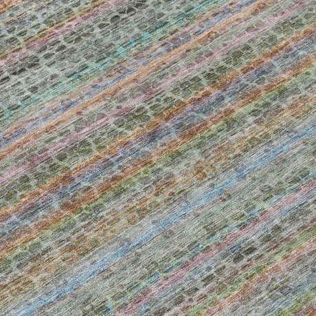 Addison Chantille ACN2155 Stripes Machine Made Transitional Aqua Rug