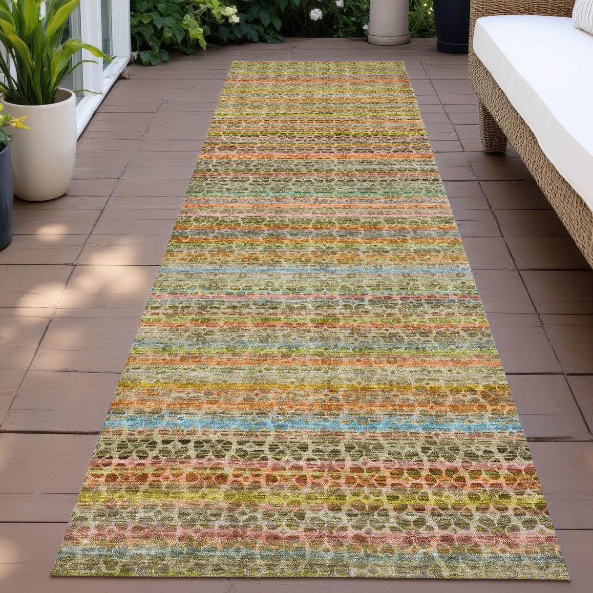 Addison Chantille ACN2155 Stripes Machine Made Transitional Coral Rug