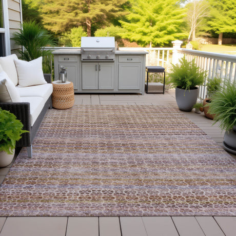 Addison Chantille ACN2155 Stripes Machine Made Transitional Khaki Rug