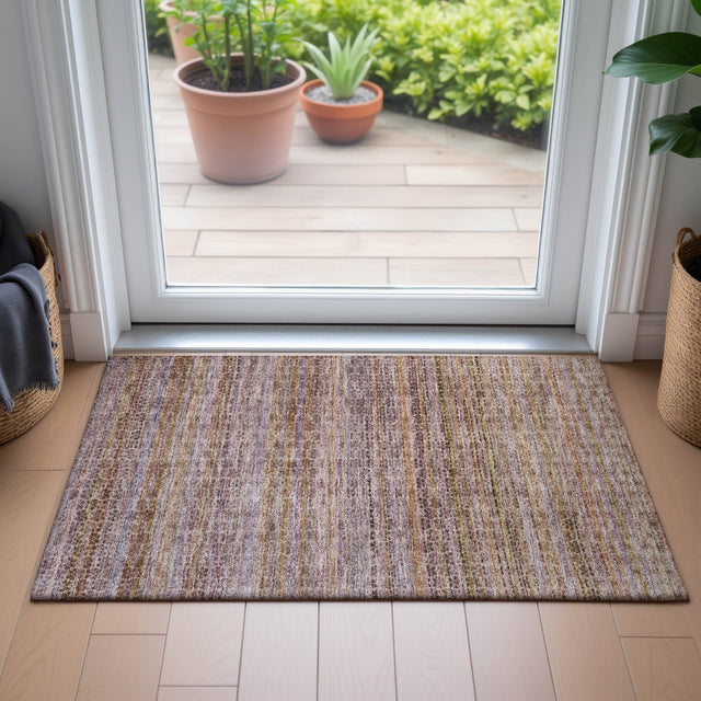 Addison Chantille ACN2155 Stripes Machine Made Transitional Khaki Rug