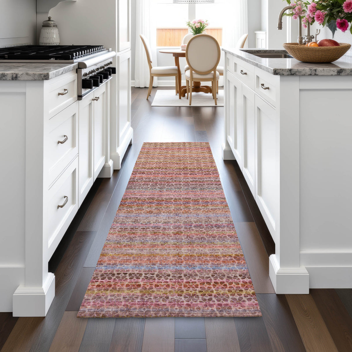 Addison Chantille ACN2155 Stripes Machine Made Transitional Pink Rug