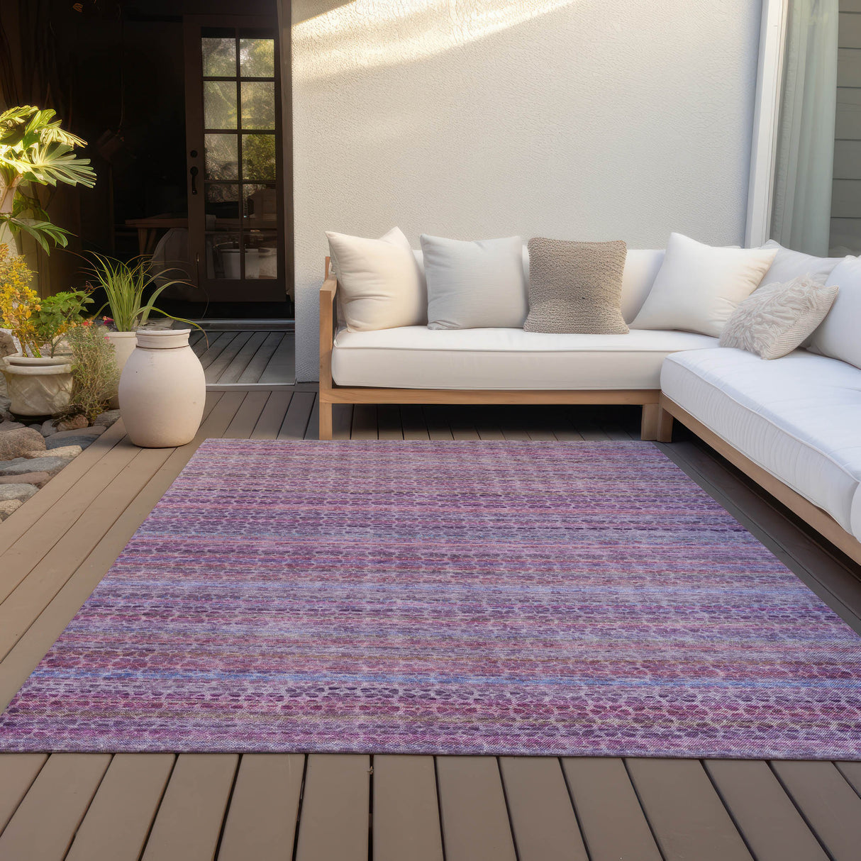 Addison Chantille ACN2155 Stripes Machine Made Transitional Purple Rug