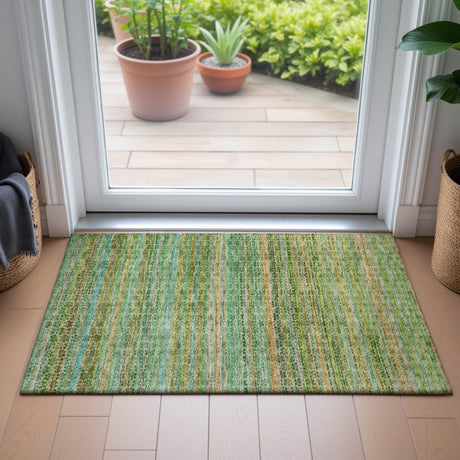 Addison Chantille ACN2155 Stripes Machine Made Transitional Teal Rug