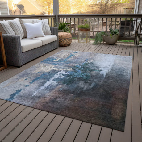 Addison Chantille ACN2157 Abstract Machine Made Transitional Blue Rug