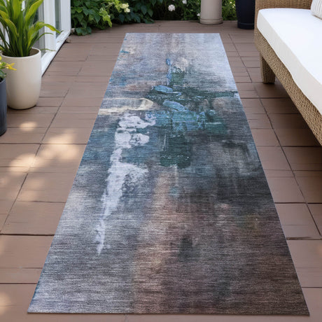 Addison Chantille ACN2157 Abstract Machine Made Transitional Blue Rug