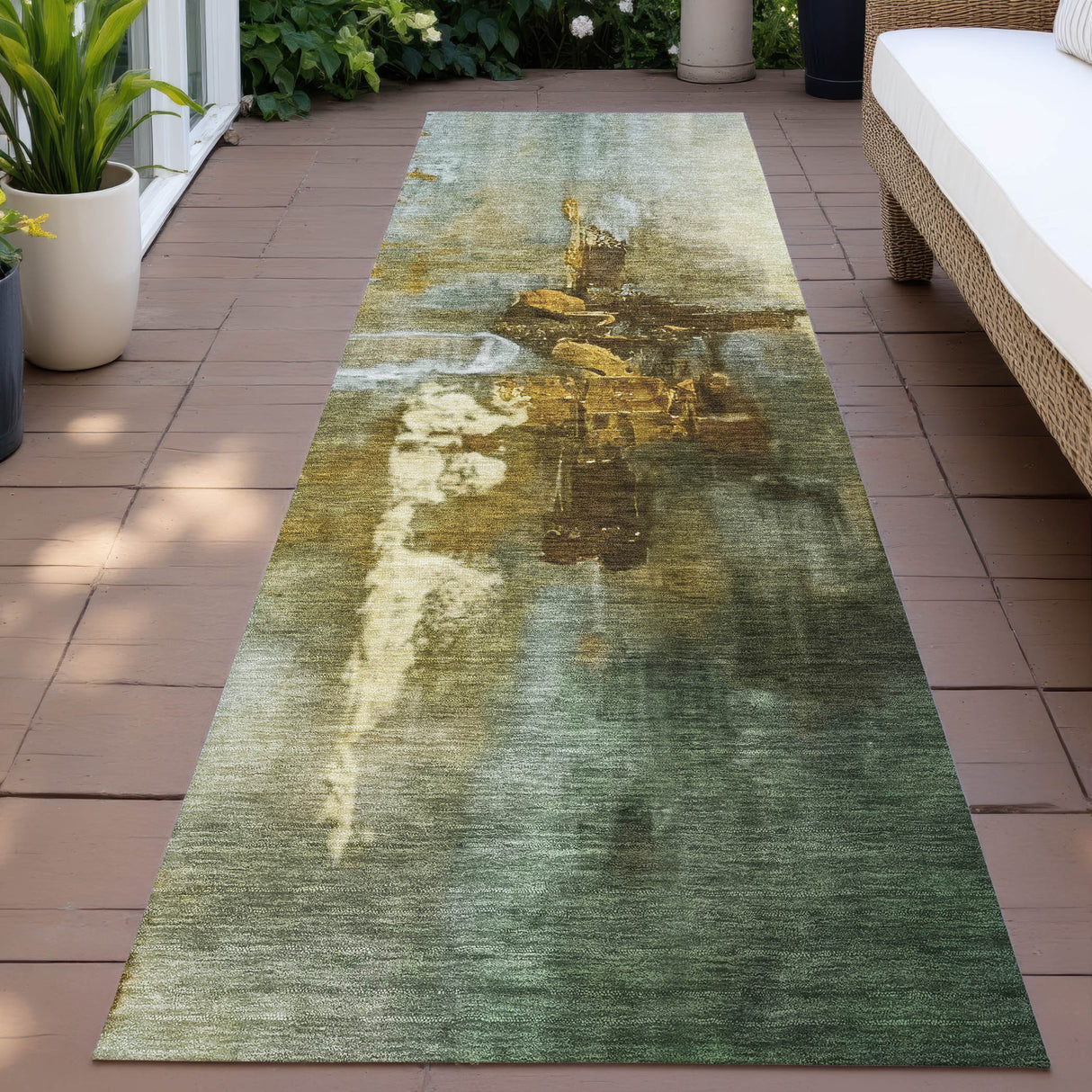 Addison Chantille ACN2157 Abstract Machine Made Transitional Brown Rug