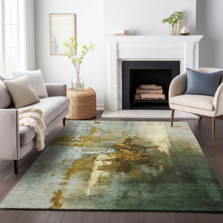 Addison Chantille ACN2157 Abstract Machine Made Transitional Brown Rug