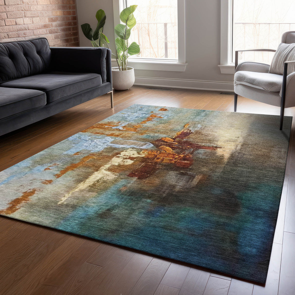 Addison Chantille ACN2157 Abstract Machine Made Transitional Paprika Rug