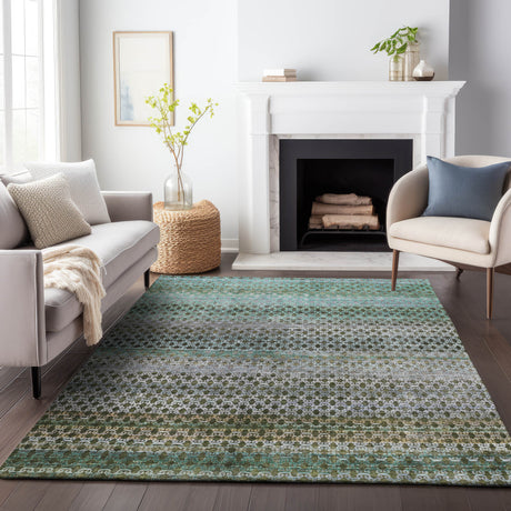 Addison Chantille ACN2158 Abstract Machine Made Transitional Green Rug