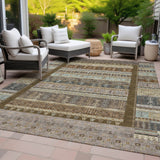 Addison Chantille ACN2160 Stripes Machine Made Transitional Brown Rug