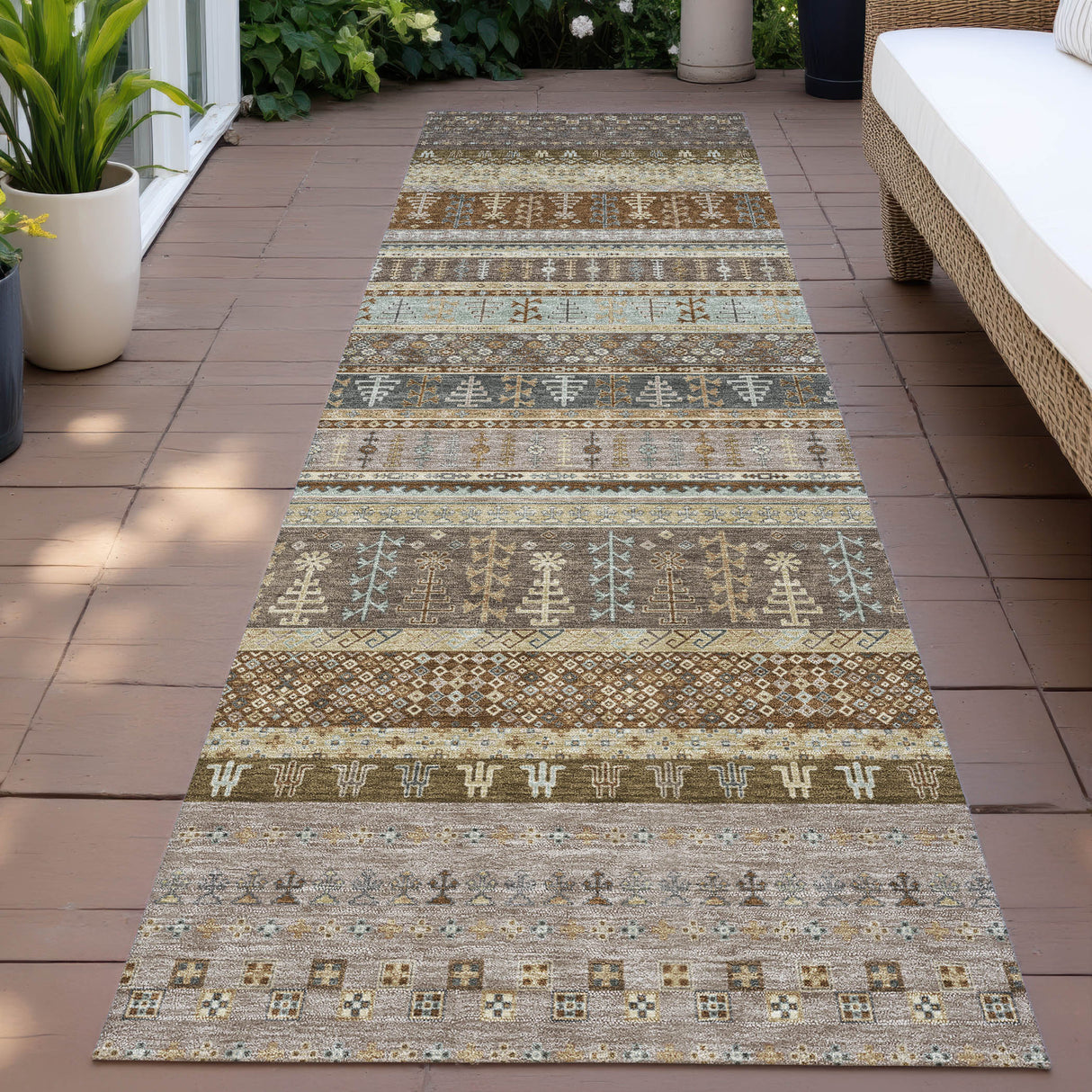 Addison Chantille ACN2160 Stripes Machine Made Transitional Brown Rug