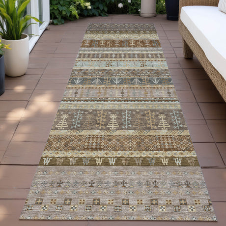 Addison Chantille ACN2160 Stripes Machine Made Transitional Brown Rug