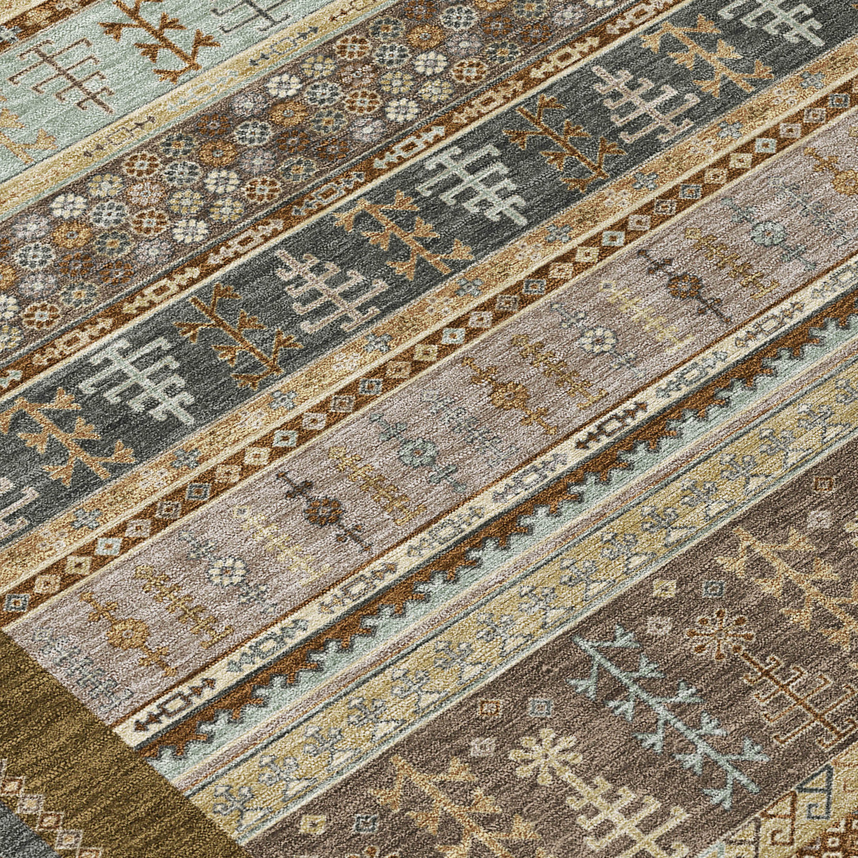 Addison Chantille ACN2160 Stripes Machine Made Transitional Brown Rug
