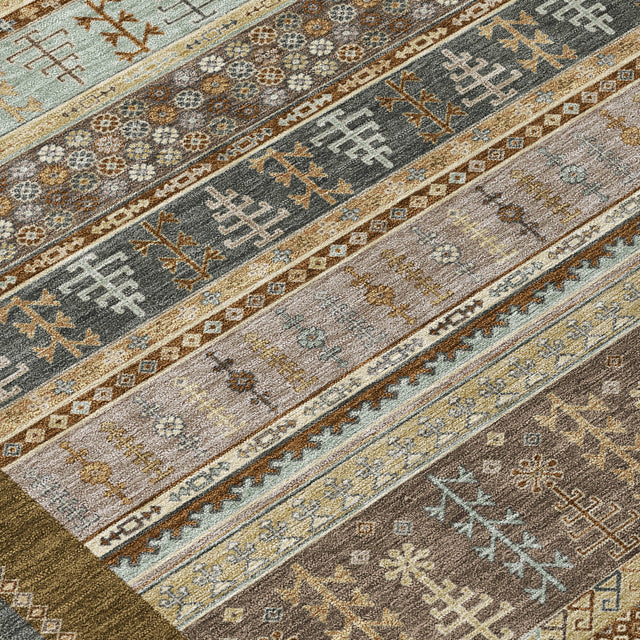 Addison Chantille ACN2160 Stripes Machine Made Transitional Brown Rug