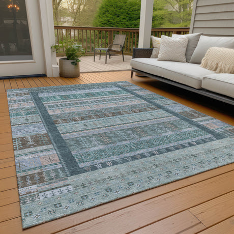 Addison Chantille ACN2160 Stripes Machine Made Transitional Emerald Rug