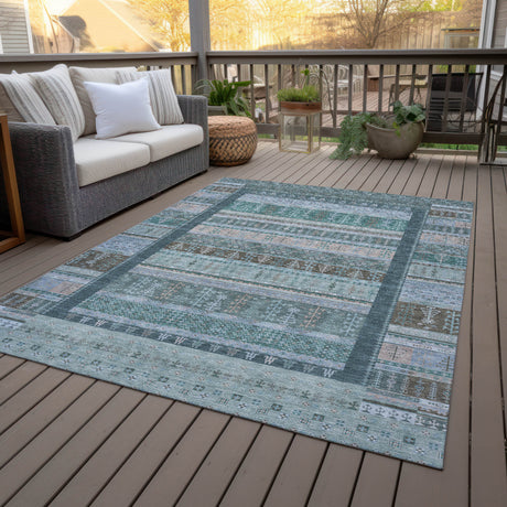 Addison Chantille ACN2160 Stripes Machine Made Transitional Emerald Rug