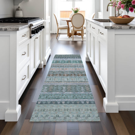 Addison Chantille ACN2160 Stripes Machine Made Transitional Emerald Rug