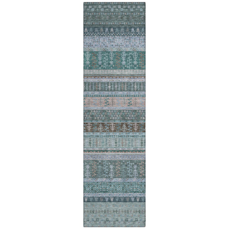 Addison Chantille ACN2160 Stripes Machine Made Transitional Emerald Rug