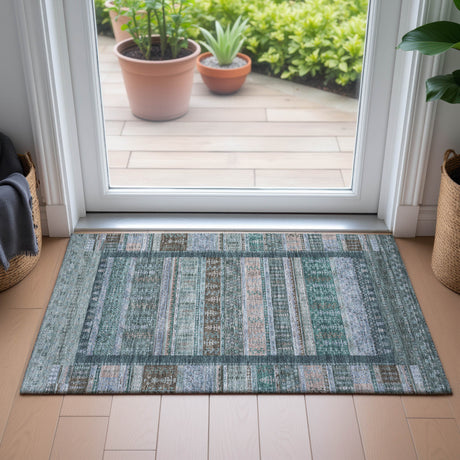 Addison Chantille ACN2160 Stripes Machine Made Transitional Emerald Rug