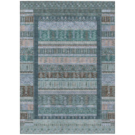 Addison Chantille ACN2160 Stripes Machine Made Transitional Emerald Rug