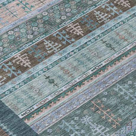 Addison Chantille ACN2160 Stripes Machine Made Transitional Emerald Rug