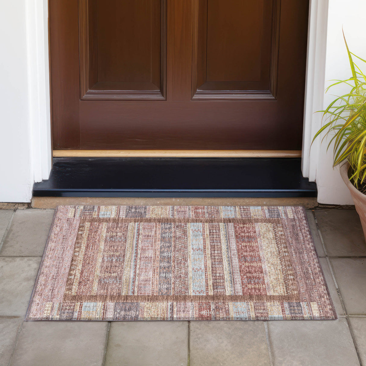 Addison Chantille ACN2160 Stripes Machine Made Transitional Paprika Rug