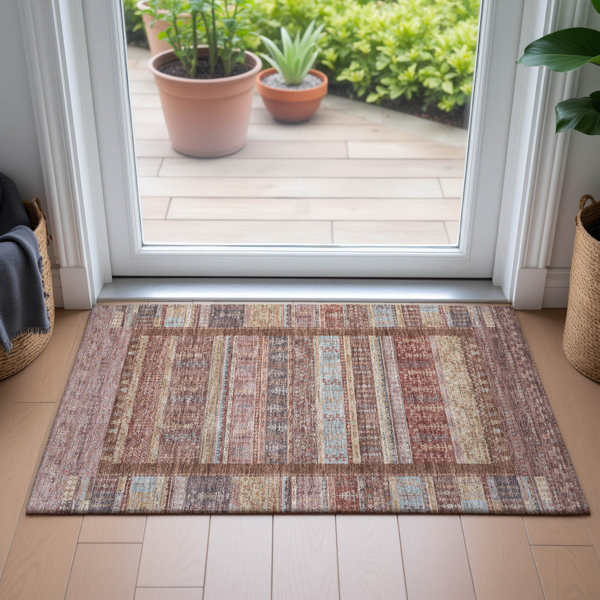 Addison Chantille ACN2160 Stripes Machine Made Transitional Paprika Rug