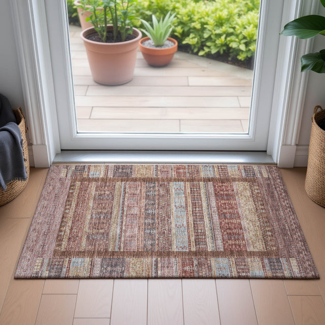 Addison Chantille ACN2160 Stripes Machine Made Transitional Paprika Rug