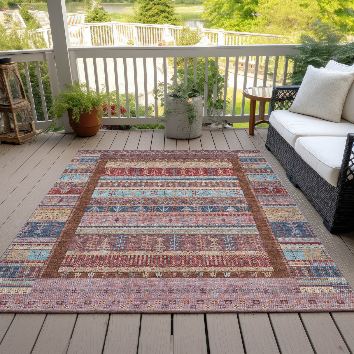 Addison Chantille ACN2160 Stripes Machine Made Transitional Red Rug