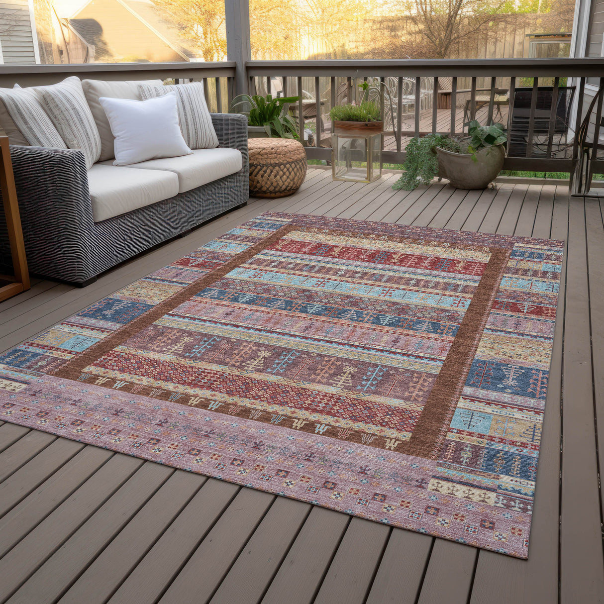 Addison Chantille ACN2160 Stripes Machine Made Transitional Red Rug