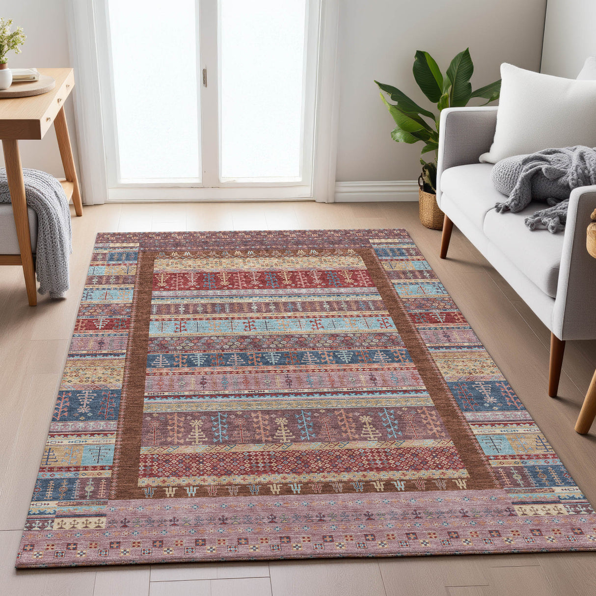 Addison Chantille ACN2160 Stripes Machine Made Transitional Red Rug