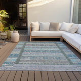 Addison Chantille ACN2160 Stripes Machine Made Transitional Teal Rug