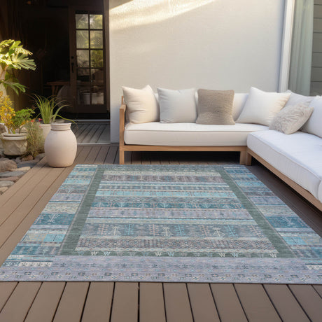 Addison Chantille ACN2160 Stripes Machine Made Transitional Teal Rug