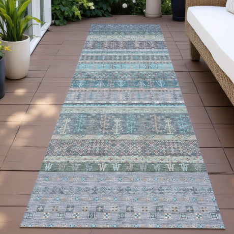 Addison Chantille ACN2160 Stripes Machine Made Transitional Teal Rug