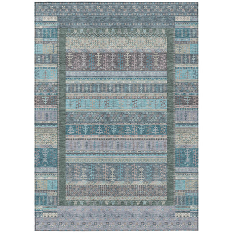 Addison Chantille ACN2160 Stripes Machine Made Transitional Teal Rug
