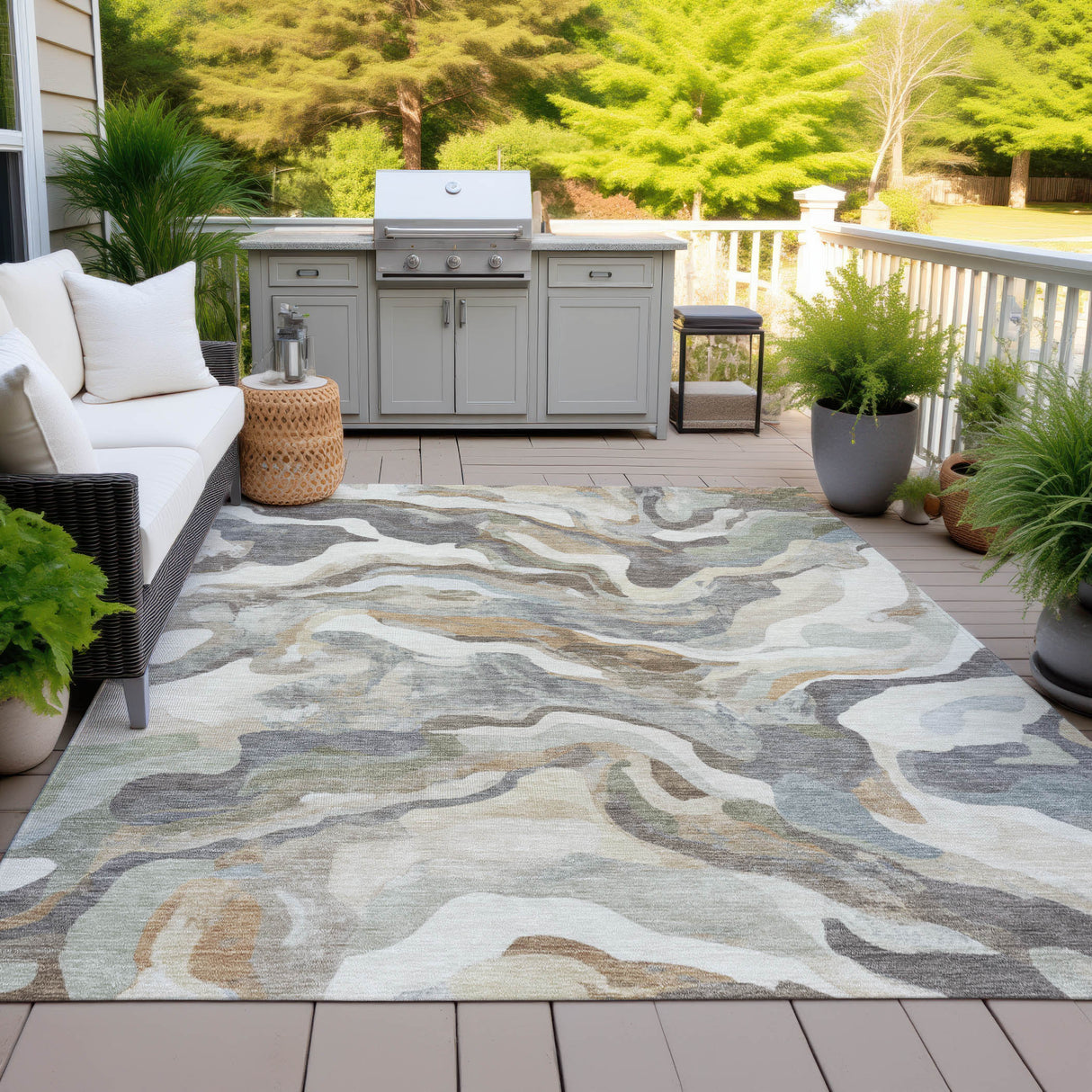 Addison Chantille ACN2162 Modern Machine Made Transitional Khaki Rug