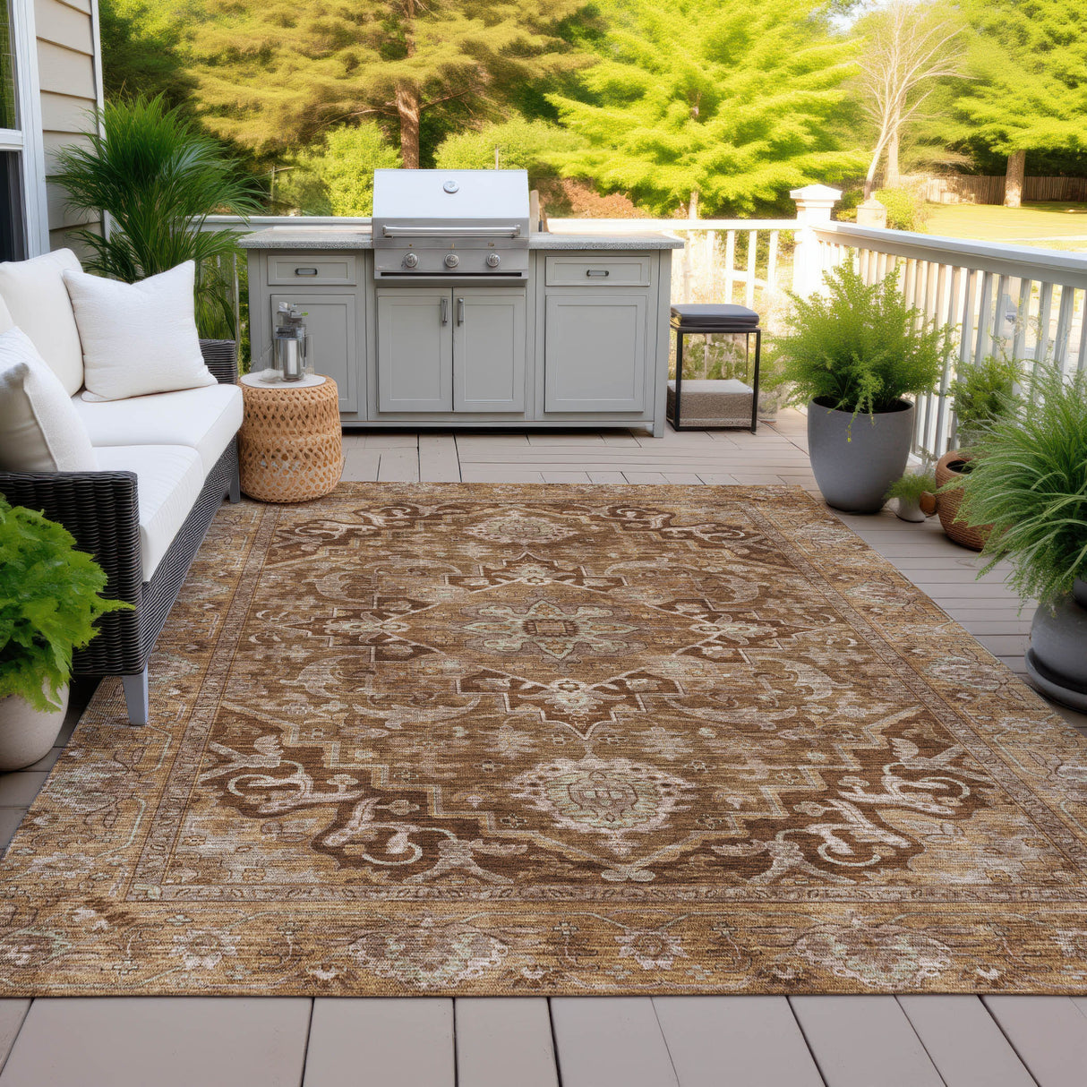 Addison Chantille ACN2165 Global Machine Made Traditional Terracotta Rug