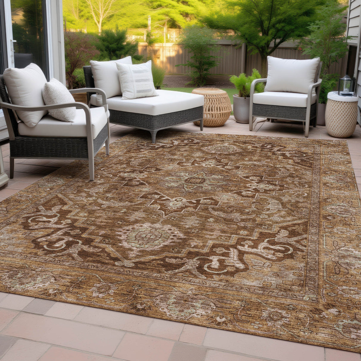 Addison Chantille ACN2165 Global Machine Made Traditional Terracotta Rug