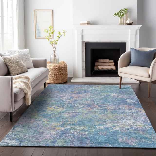 Addison Chantille ACN2166 Abstract Machine Made Transitional Aqua Rug