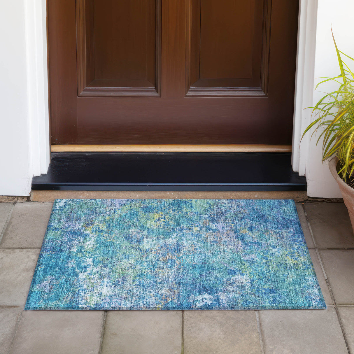 Addison Chantille ACN2166 Abstract Machine Made Transitional Blue Rug