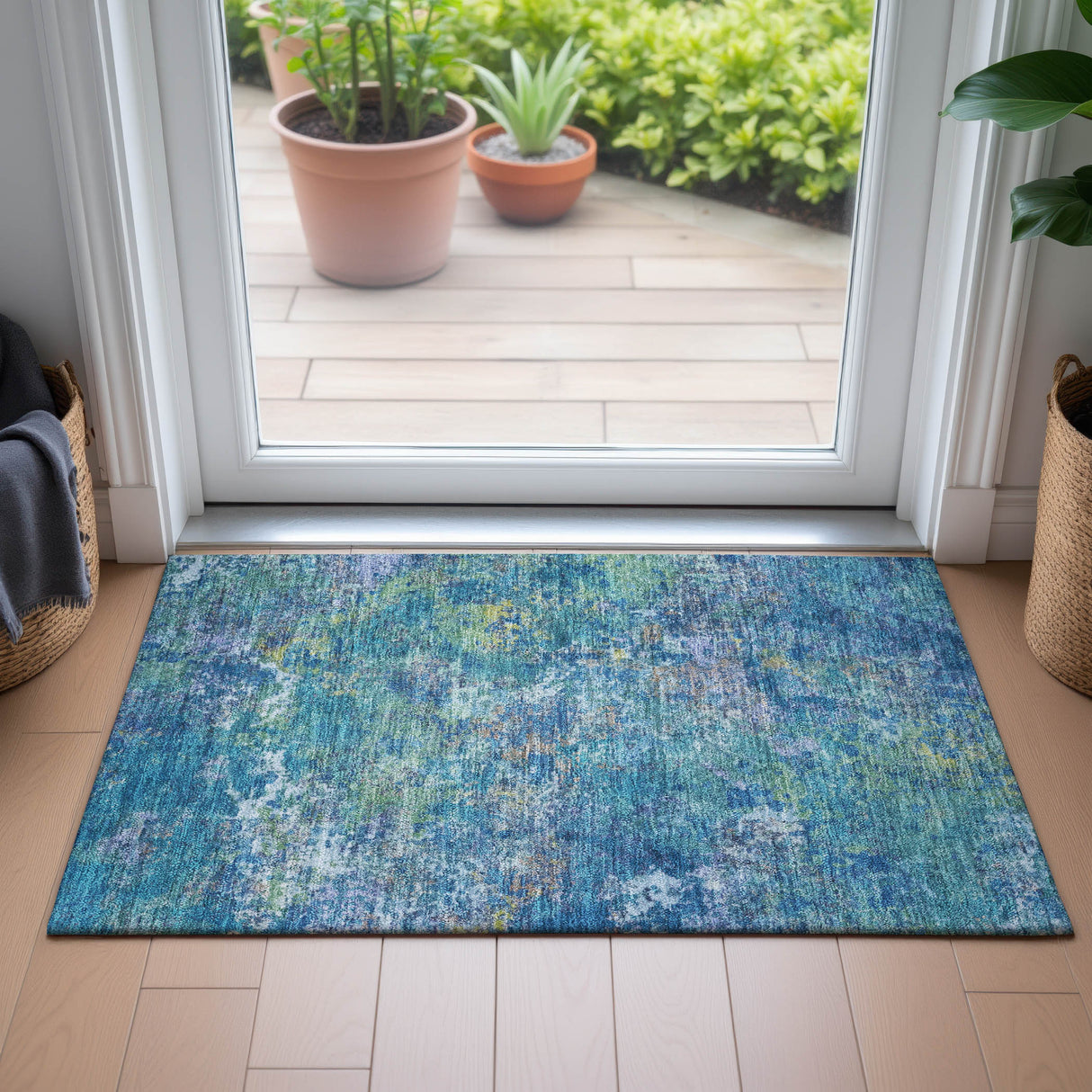 Addison Chantille ACN2166 Abstract Machine Made Transitional Blue Rug