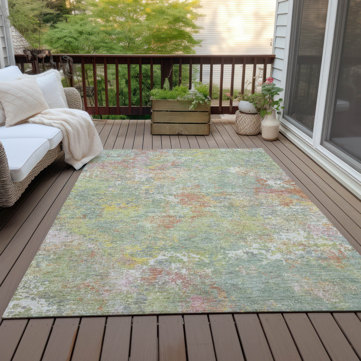 Addison Chantille ACN2166 Abstract Machine Made Transitional Green Rug